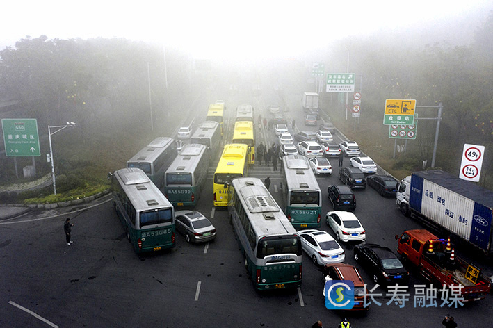 雾锁寿城交警忙疏通 (3)